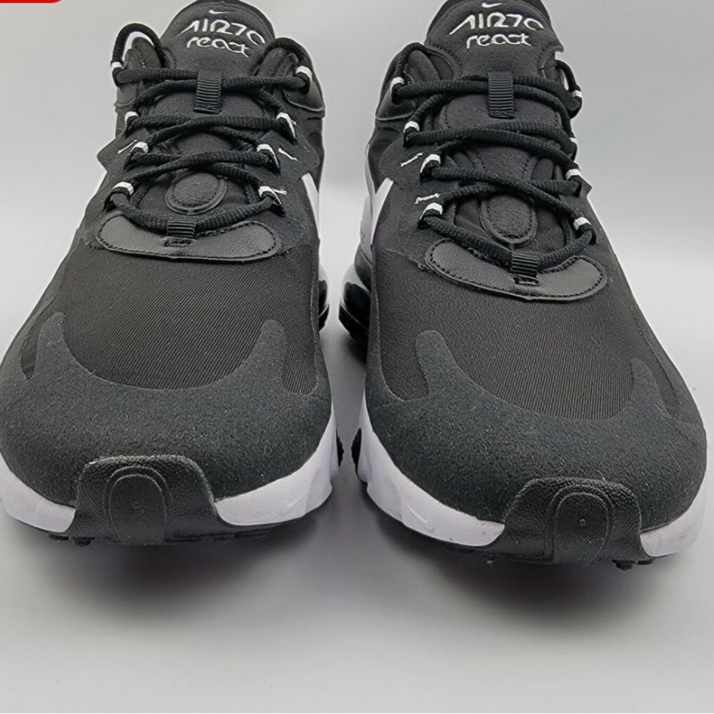 Nike Air Max 270 React Mens Size 10 1/2 Running Training Shoes Black White - Picture 5 of 5